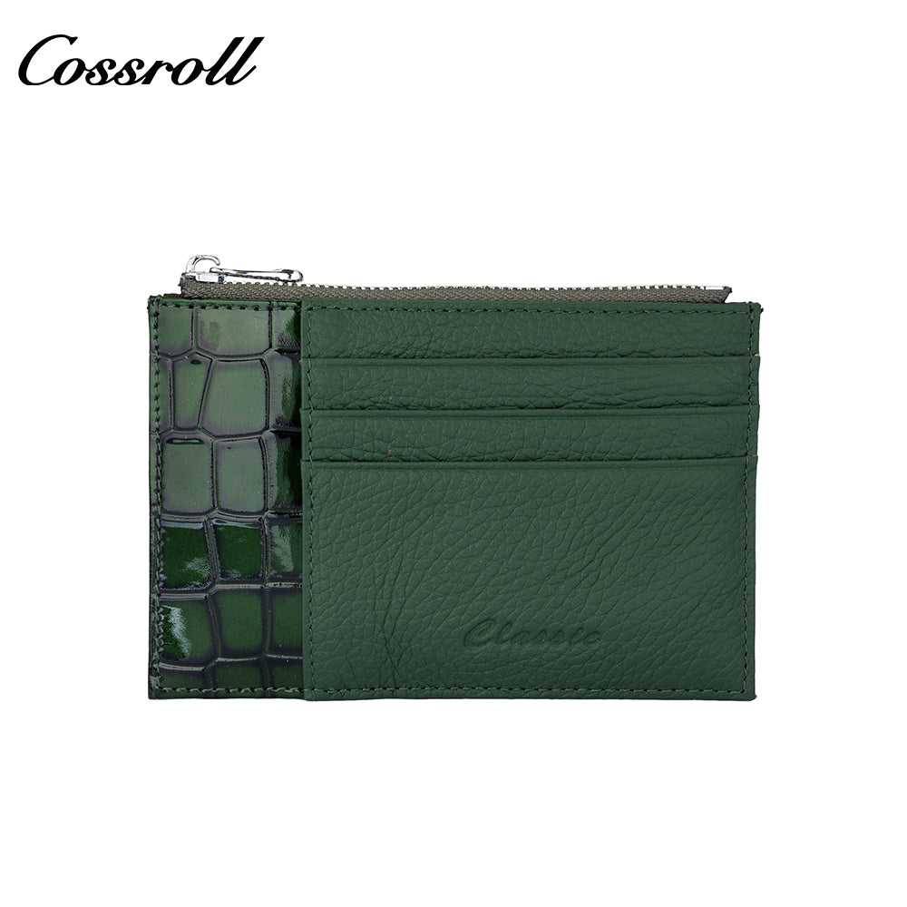 Front Pocket Design Classic Shiny Leather Patchwork Genuine Leather Multi-Card Wallet