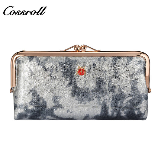 Manufacturers customized cross-border serpentine leather purse women's long cowhide women's multi-layer multi-card large capacity