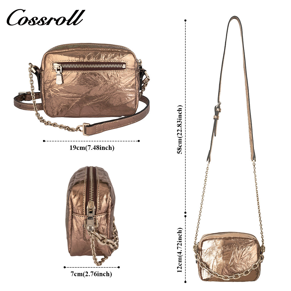 Europe and the United States wind patent leather shoulder crossbody bag small square bag camera bag