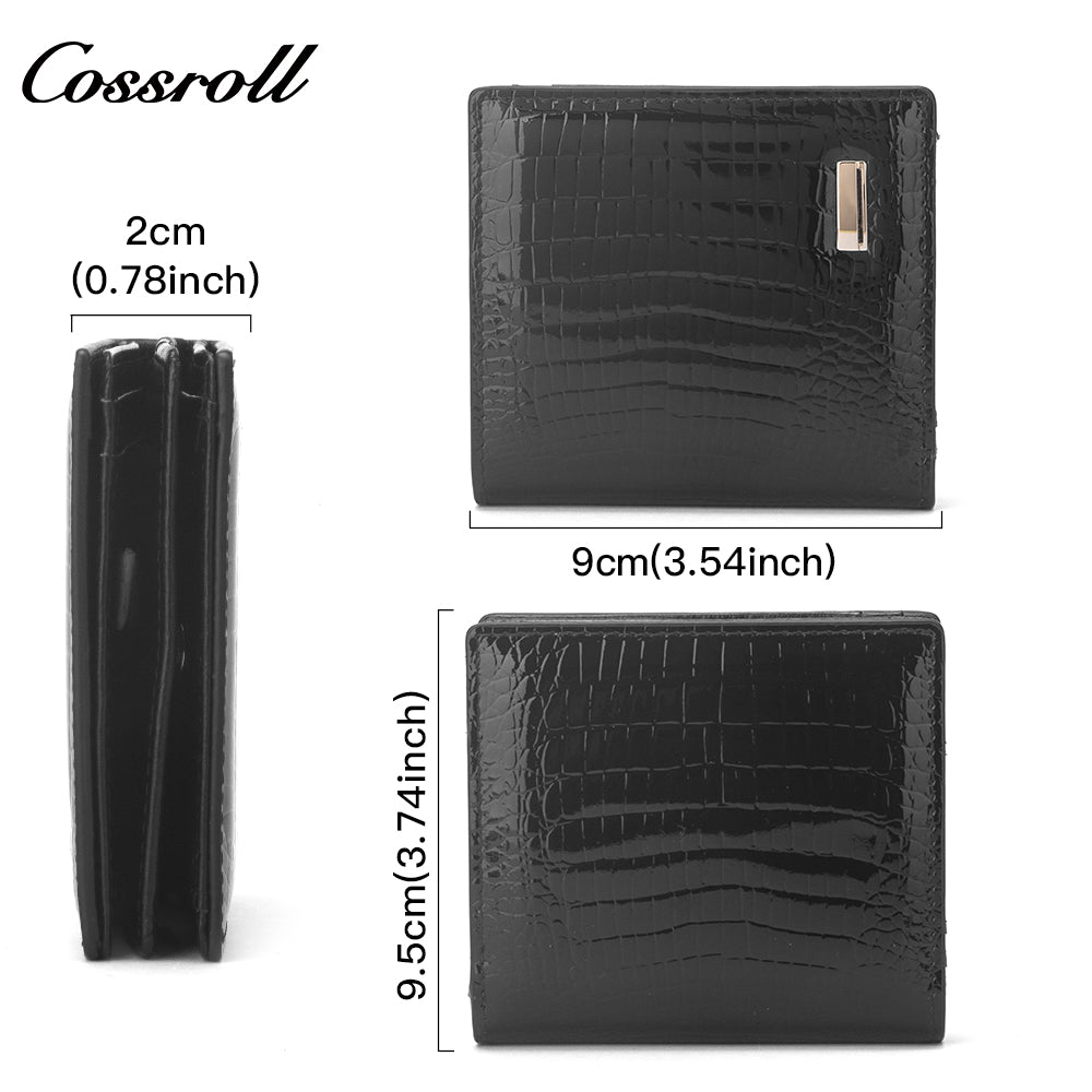 New factory custom leather money baotou layer cowhide change card man wallet patent leather holding women's purse custom