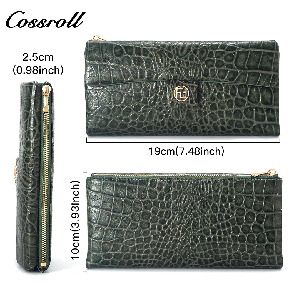Factory Direct Sale High Quality luxury genuine leather womens crocodile texture Genuine Leather