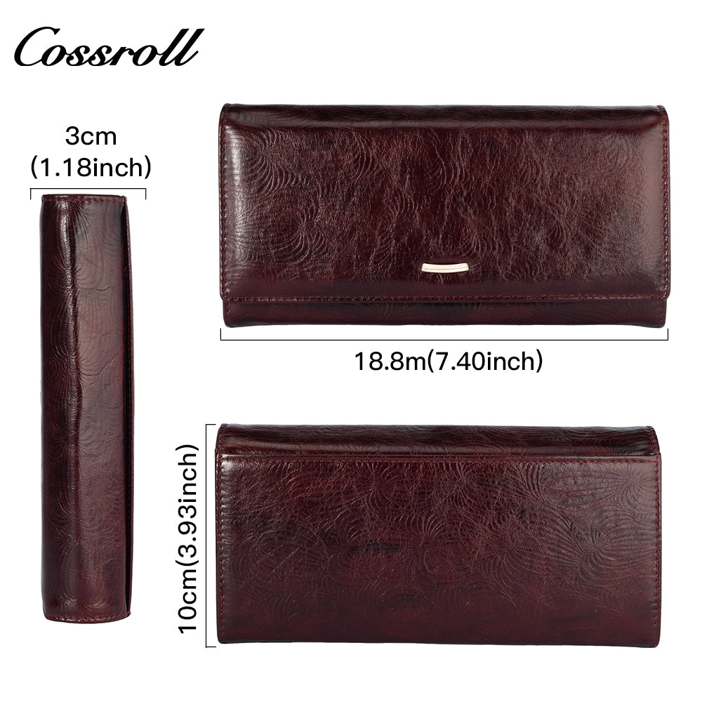 The Factory Produces genuine long card holder wallet geniune leather wallet
