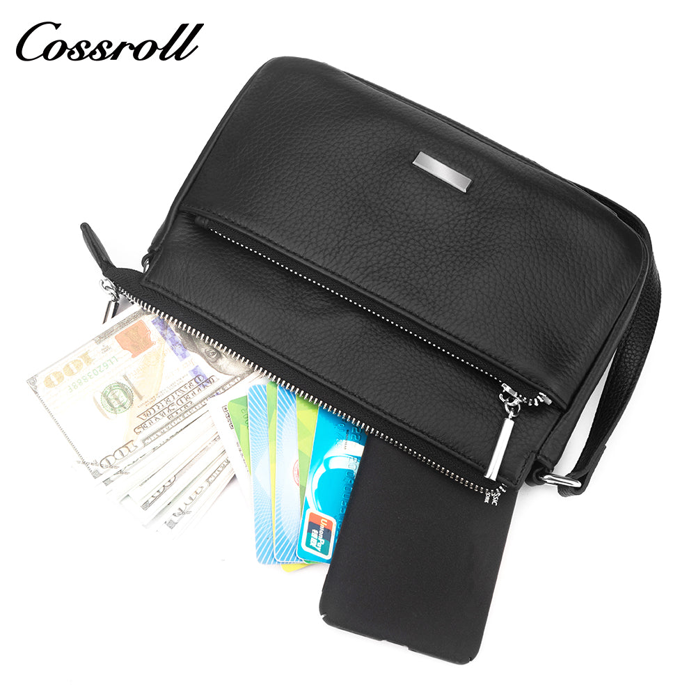 2024 New cowhide leather unisex bag large capacity crossbody bag fashion women's leather shoulder bag