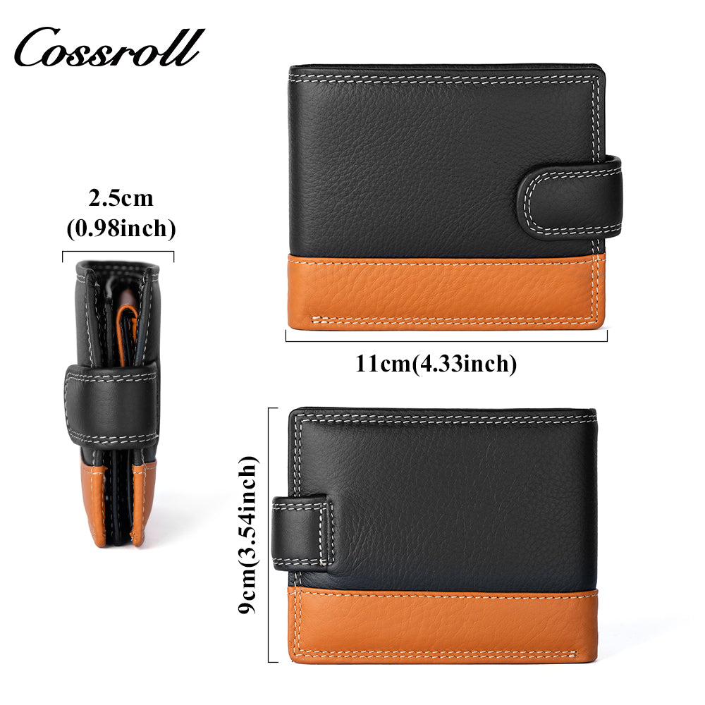 Foreign trade leather wallet men's Europe and the United States fashion buckle spelling color short wallet