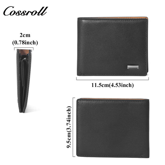 Men's Genuine Leather Bifold Wallet, Slim Business Daily Purse with Multiple Card Slots