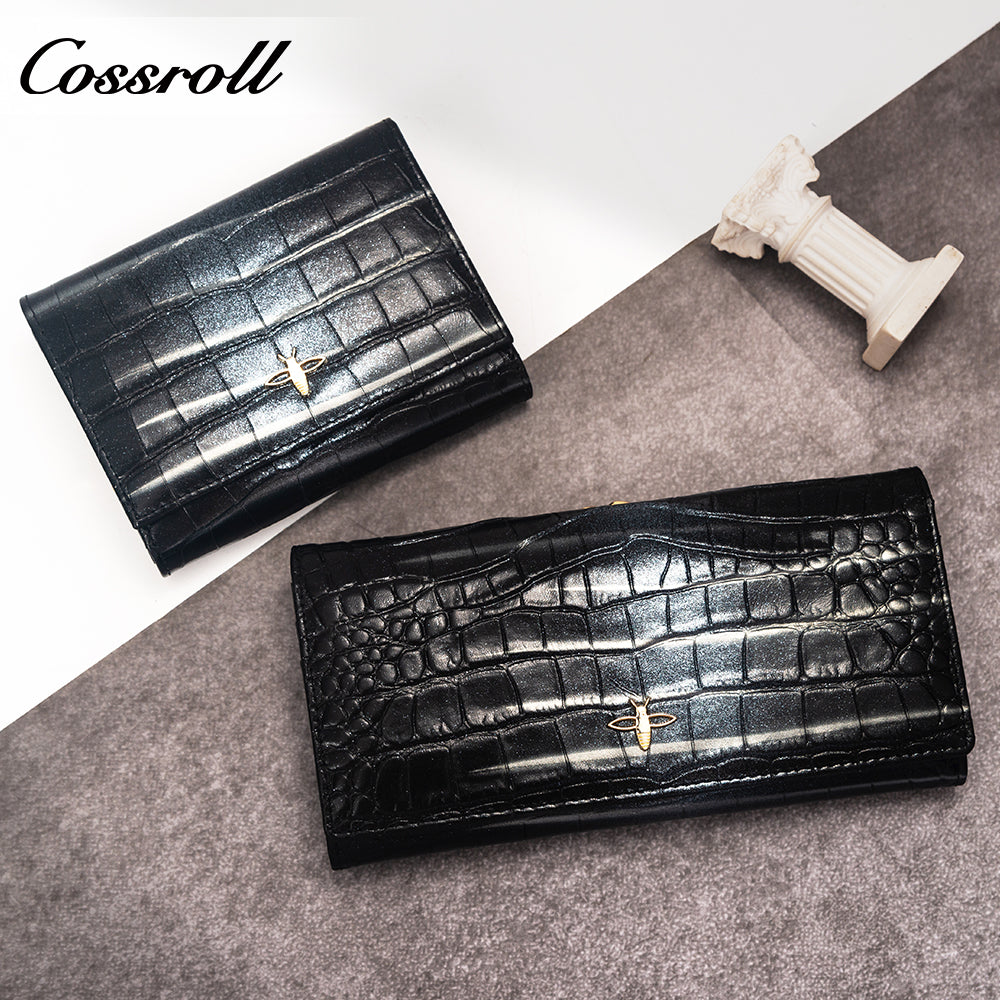 Customized Manufacturer leather luxury women small wallet crocodile texture Genuine Leather