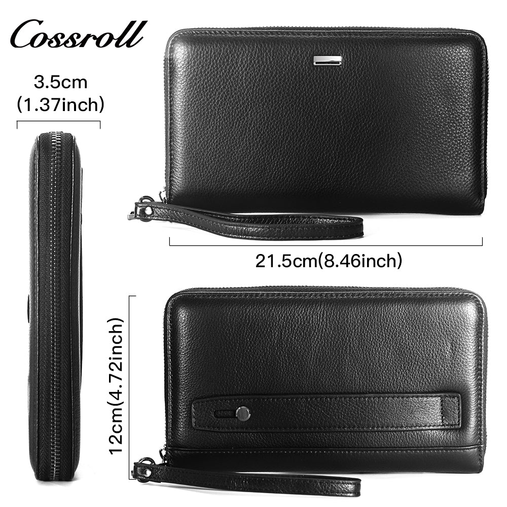 New Genuine Leather Men's Wallet Long Zipper Large Capacity Clutch Cowhide Clutch Bag Wallet Best Selling