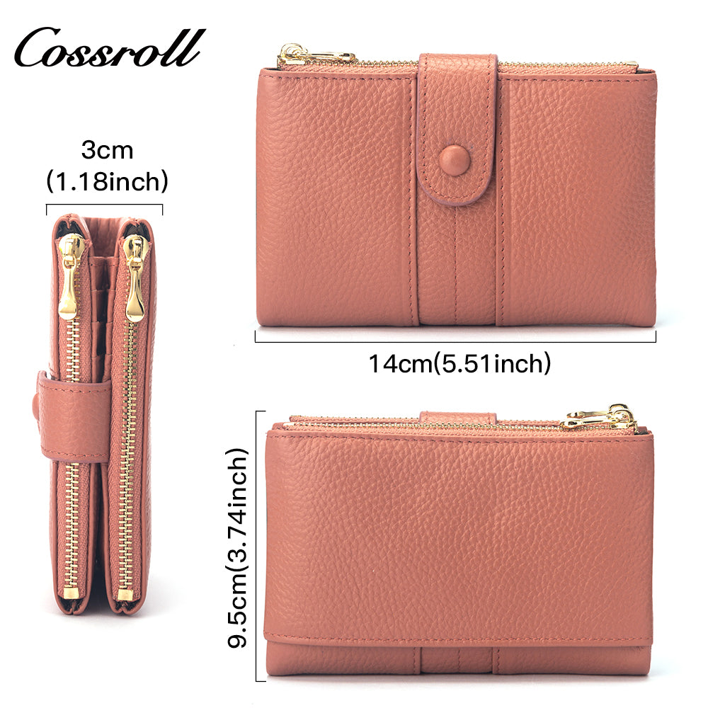 High Quality Wholesale ladies mens genuine leather purse handmade short wallets Lychee leather