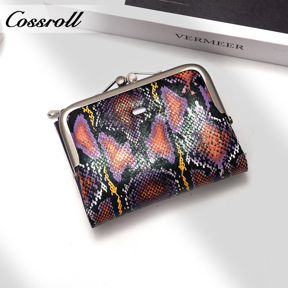 Manufacturers custom foreign trade new wallet female leather short snake wallet cowhide high-end wallet card wallet certificate wallet