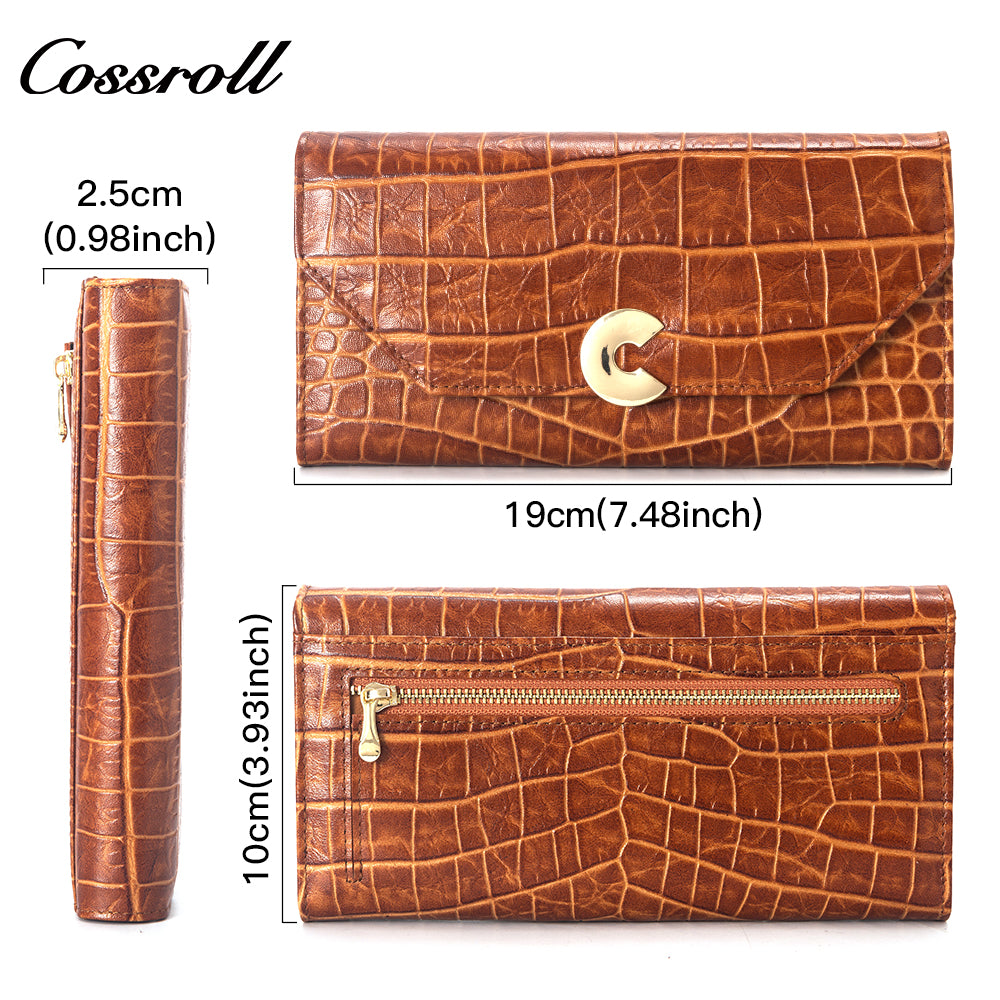 Factory Directly Supply Wallets for women crocodile texture patent leather