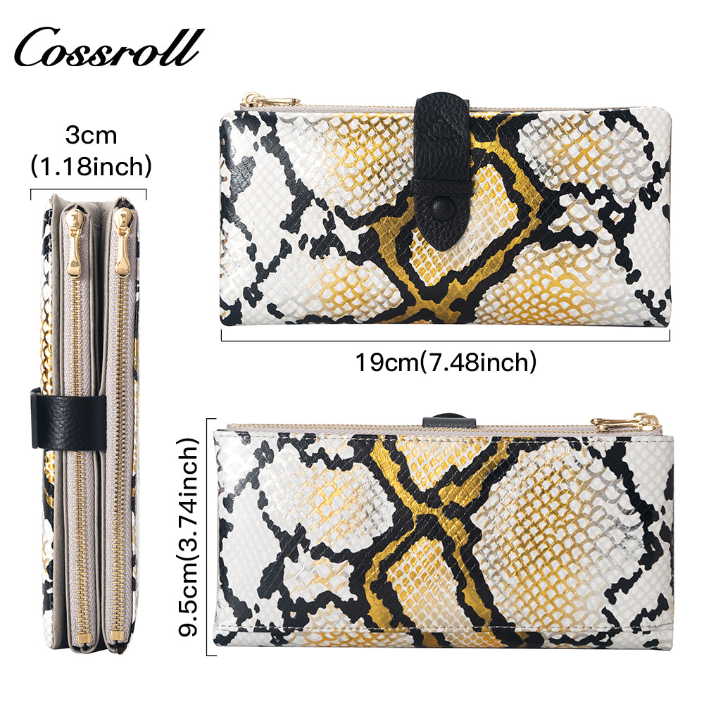 The Factory Produces genuine long card holder wallet Python snake print geniune leather wallet