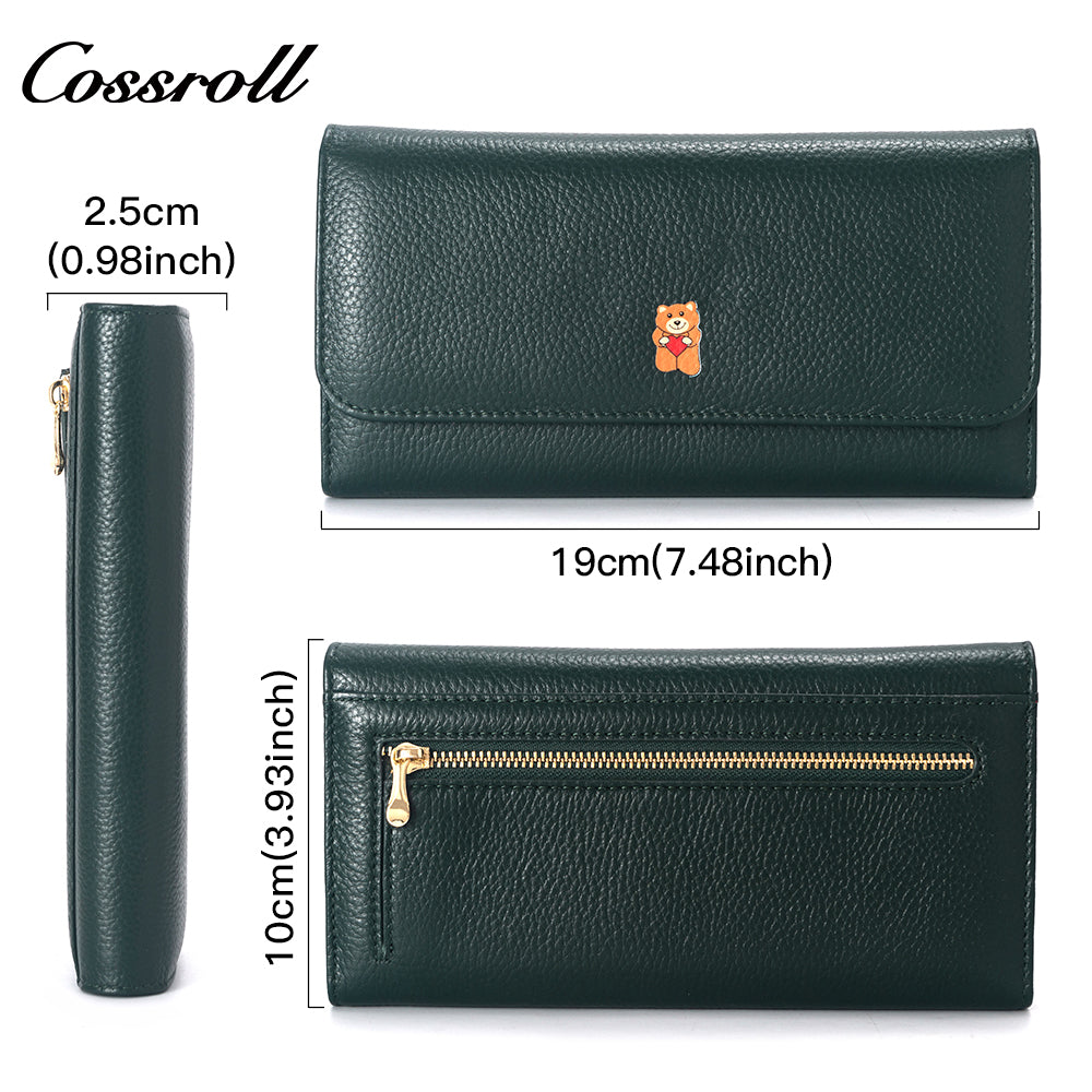 Innovative Design ladies purses multiple slots geniune leather wallet Lychee leather