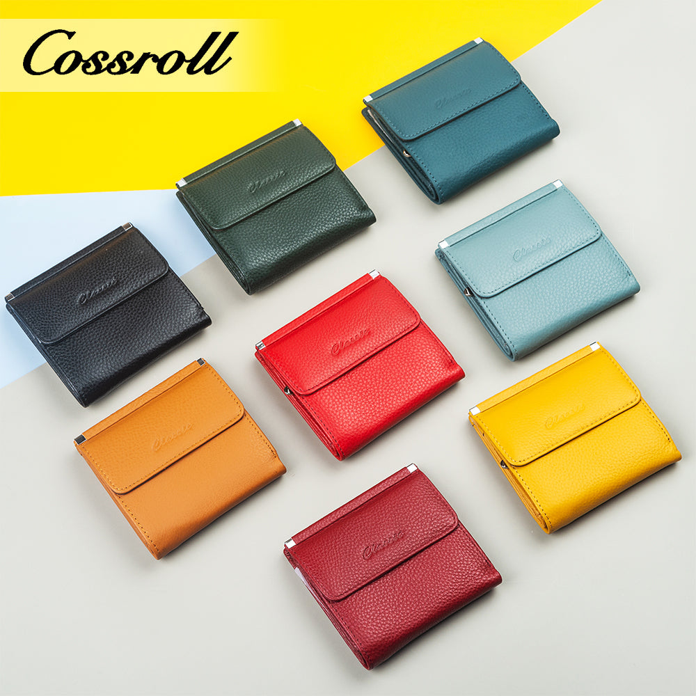 Custom Mini Luxury Leather Coin Purse Solid Color Ladies Wallet Genuine Leather Wallets for Women
