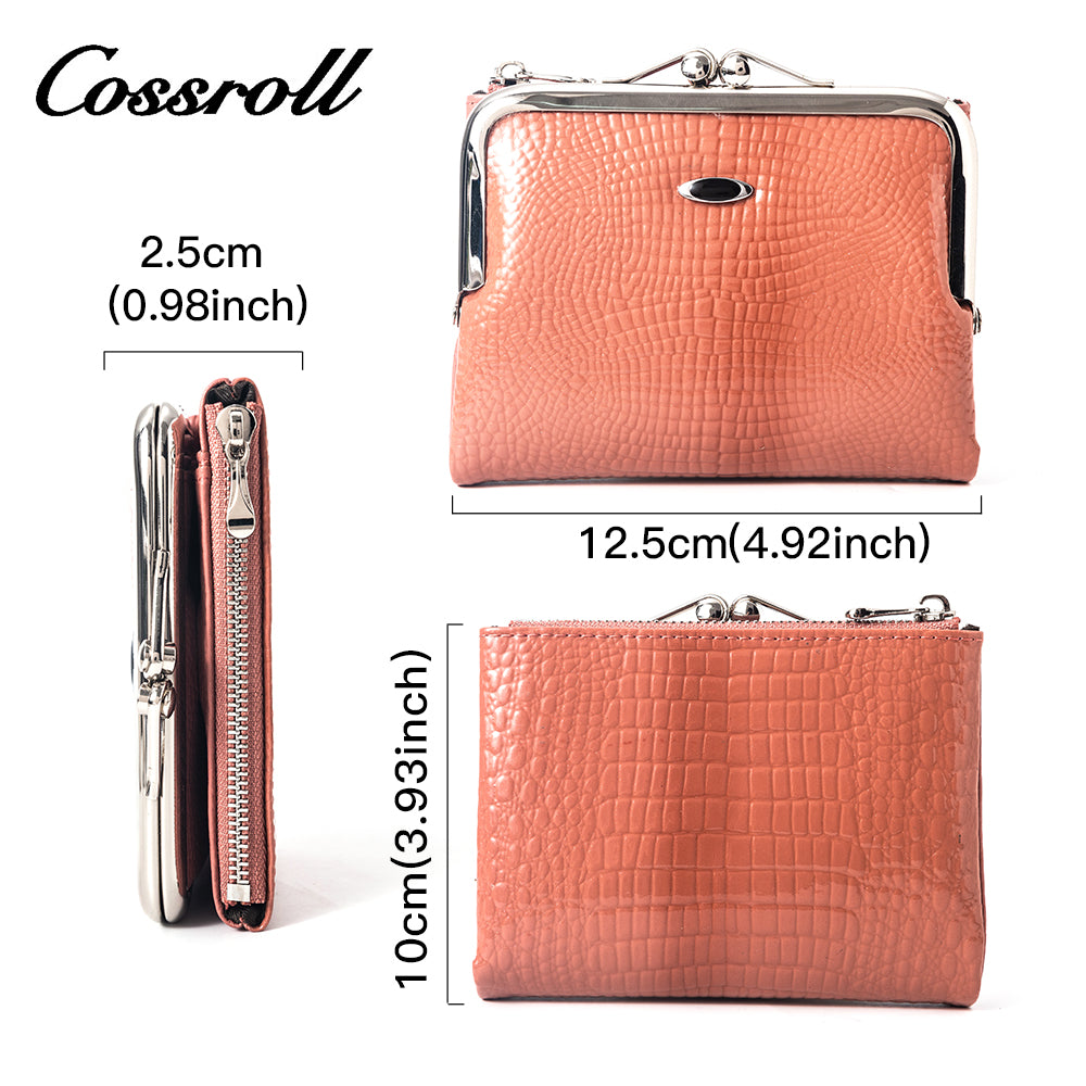 Customized Manufacturer leather luxury women small wallet crocodile texture Genuine Leather
