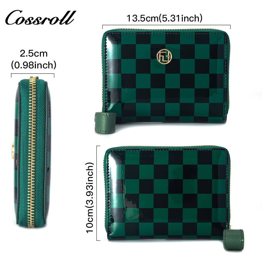 Most Popular best brand leather short wallet female patent leather Genuine Leather