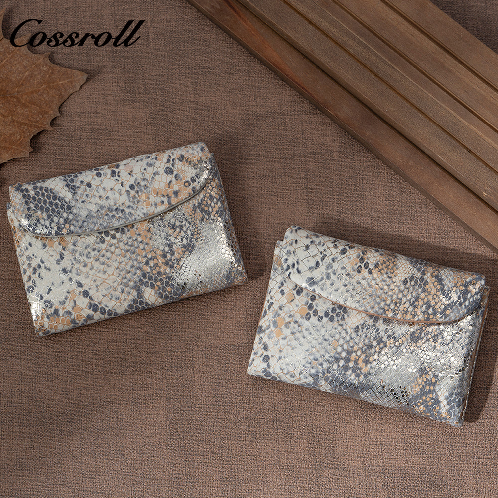 Genuine Leather Women's Luxury Wallet, Snake Pattern, Multiple Card Slots, Zipper Coin Purse