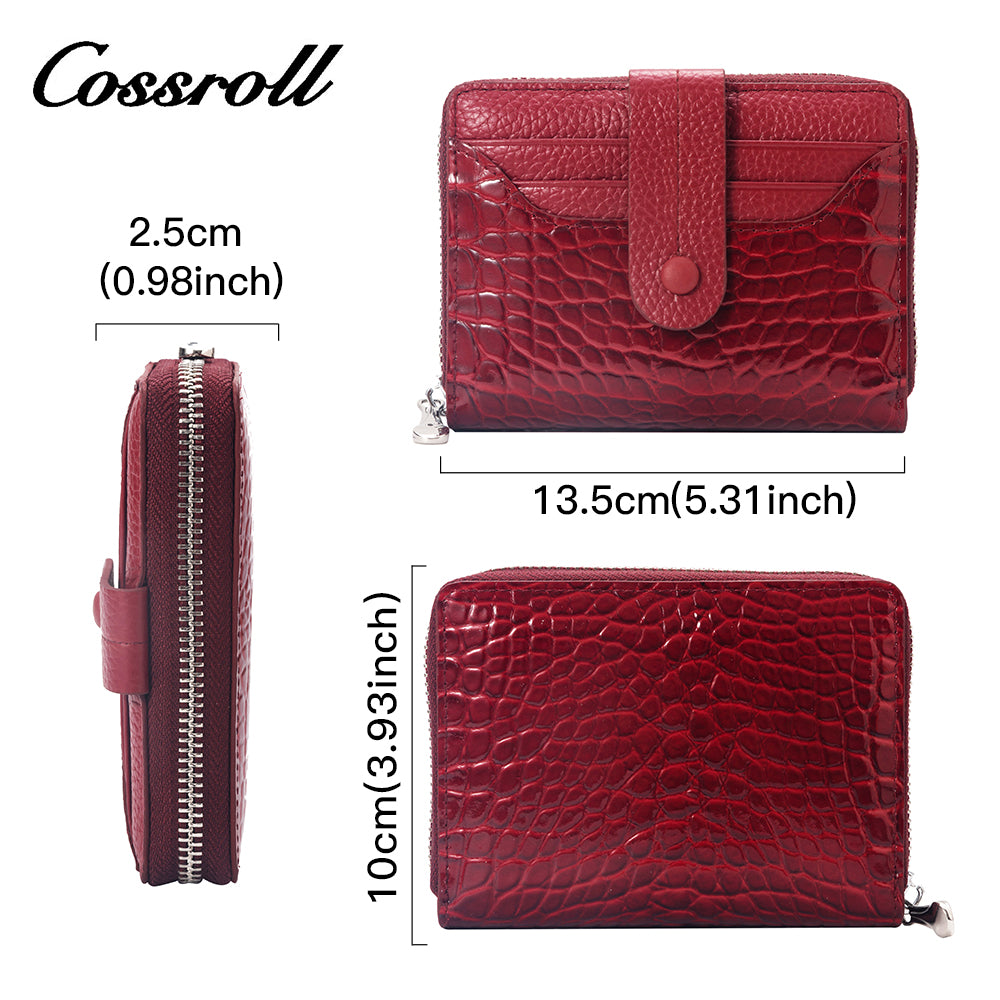 Macaron short wallet Crocodile print multi-card everyday everything fresh wallet