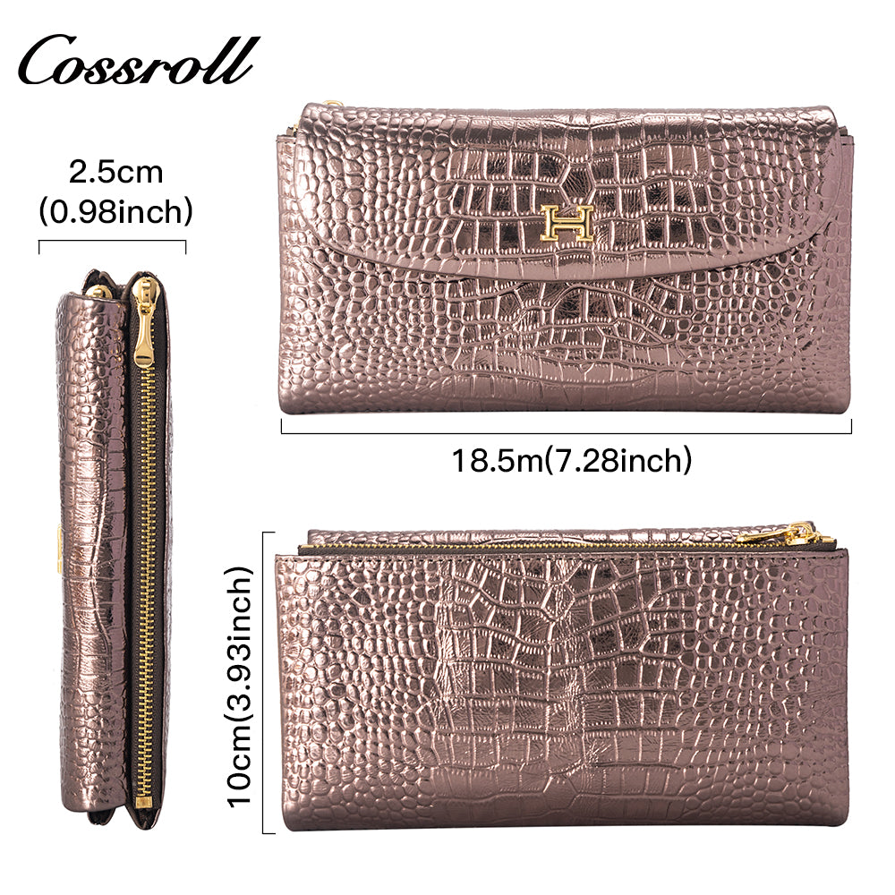 New Designed high women crocodile texture Genuine Leather