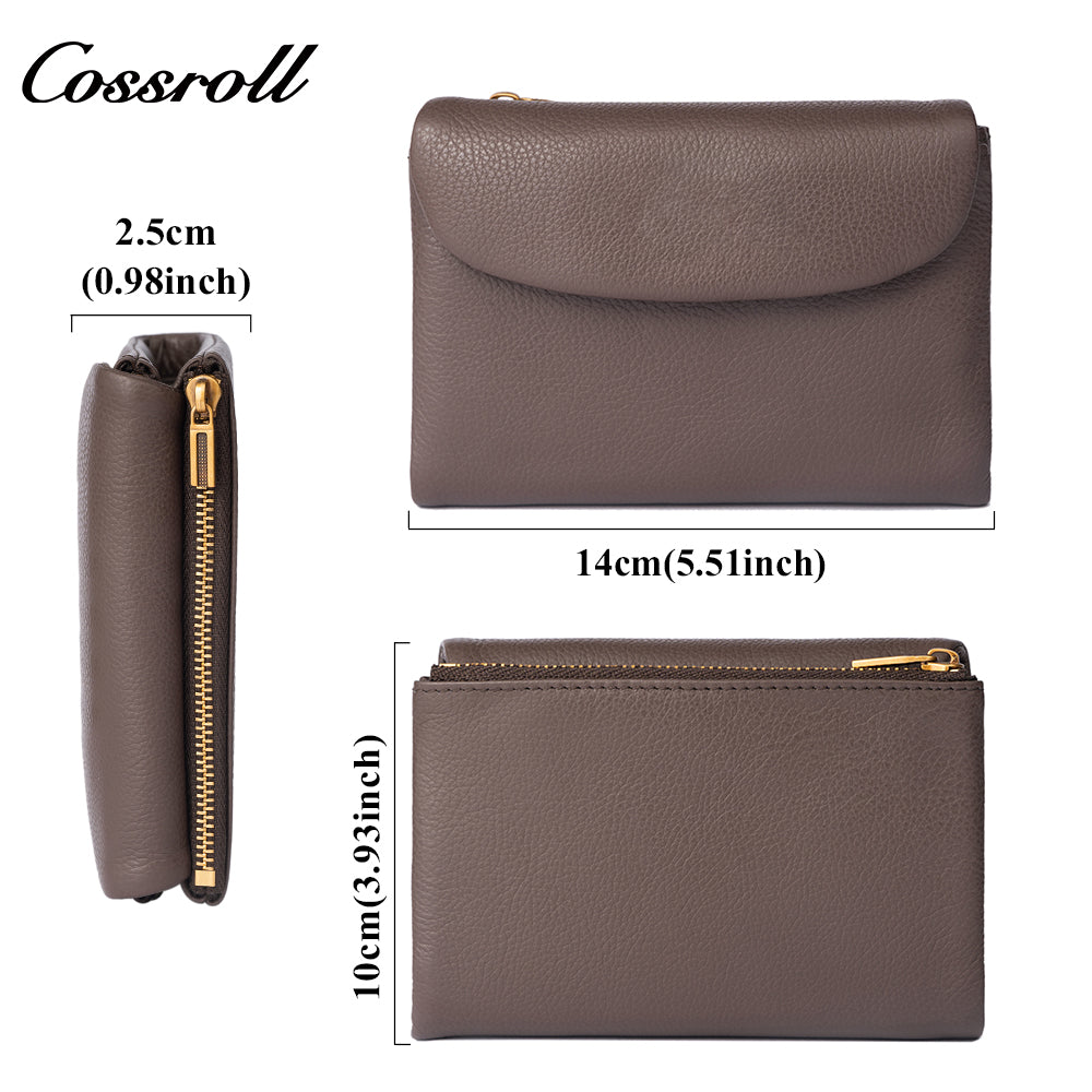 Women's wallet leather short wallet, fashionable soft leather, large capacity with multiple card slots.