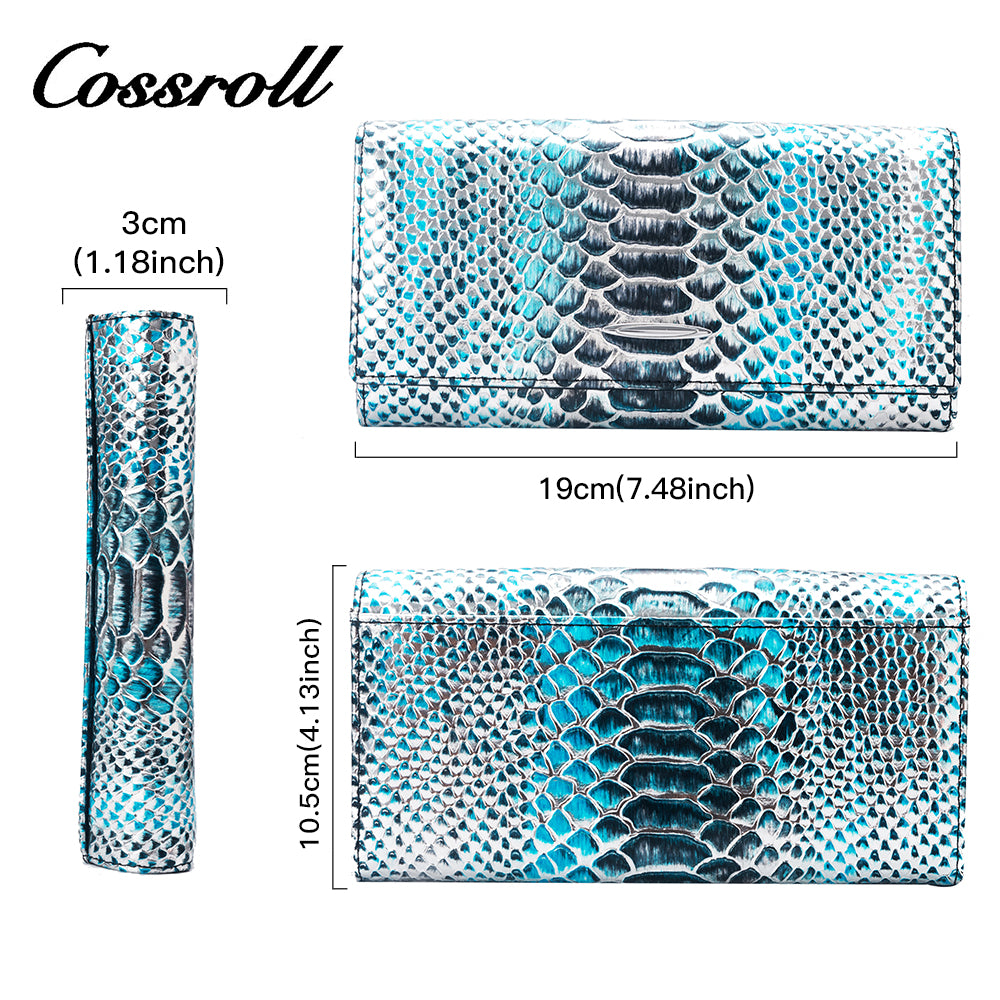 Real python skin long purse handbag Europe and the United States fashion big money clip multi-card leather wallet tide