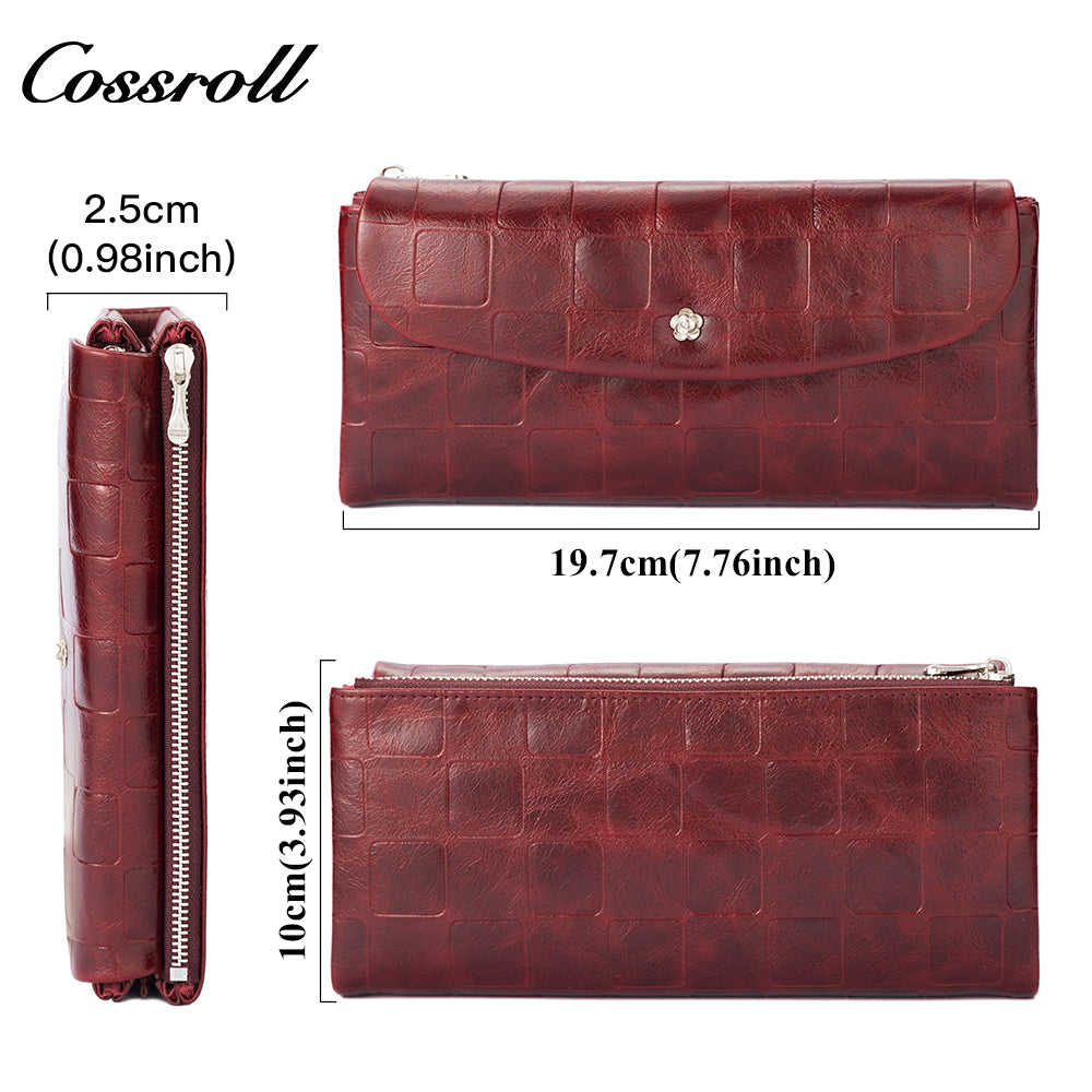 Women's Long Wallet Genuine Leather RFID First Layer Cowhide Clutch Soft Leather Simple Wallet