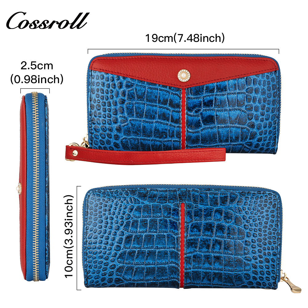 Most Selling Products cowhide wallet crocodile texture patent leather