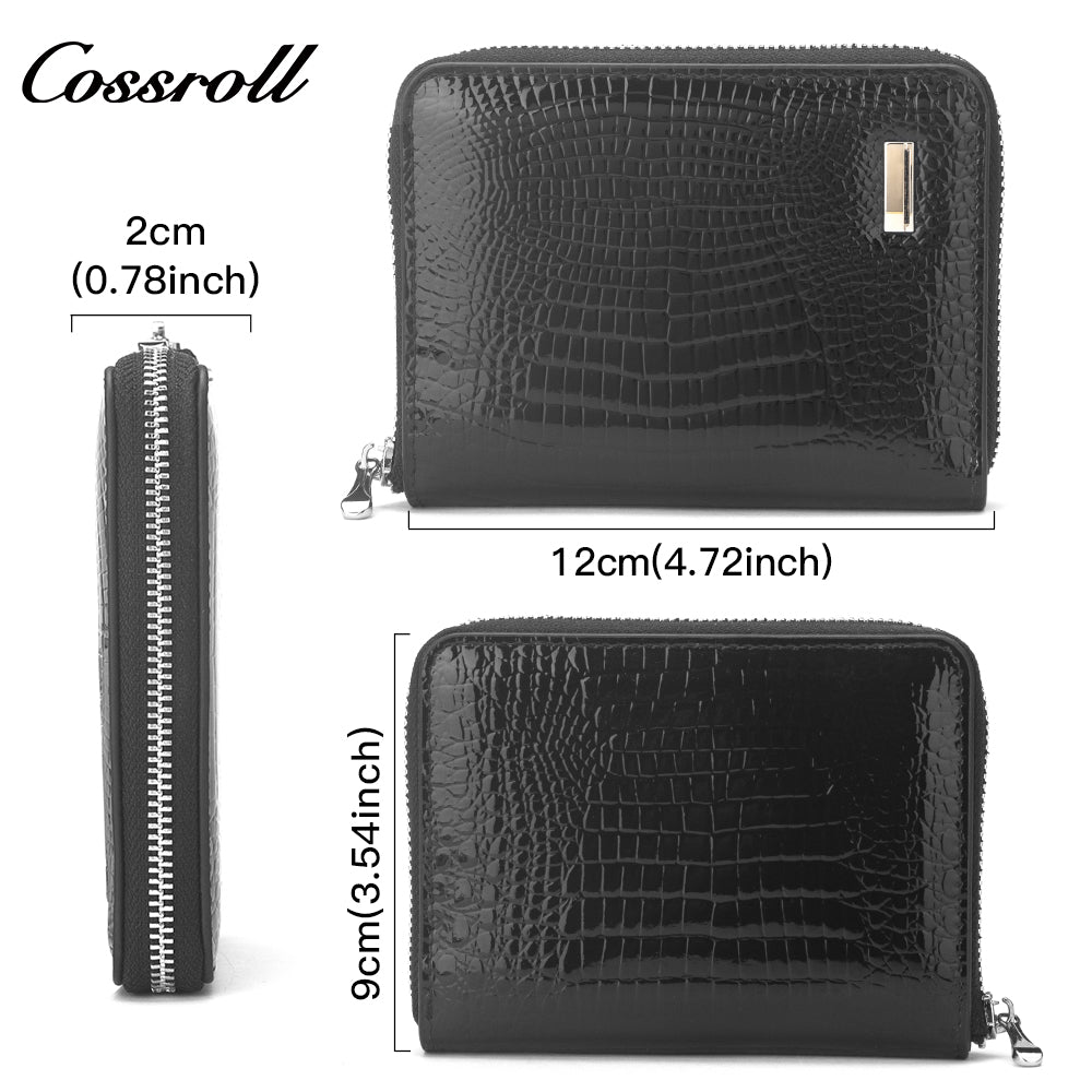 New women's short purse Europe and the United States patent leather  simple zipper purse