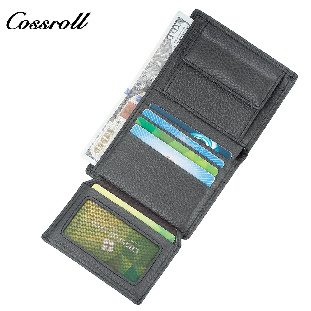 Genuine leather wallet for women short style zipper closure large capacity multiple card slots anti-theft