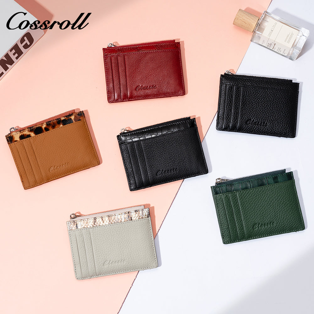 Head layer cowhide small wallet ladies short multi-card slot coin purse