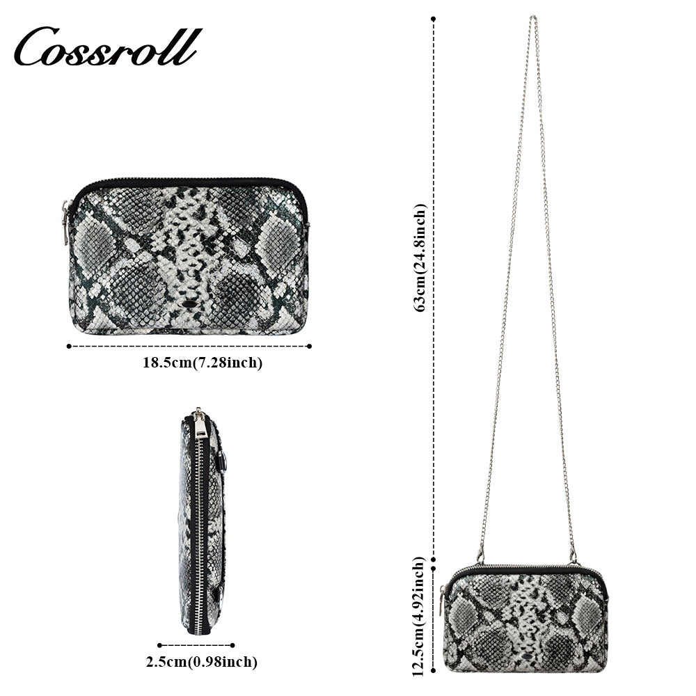 Women Coin Purses Bags Bags Snakeskin Patterned Functional Card Purses Zipper Multi-Layer Silver Coin Purses