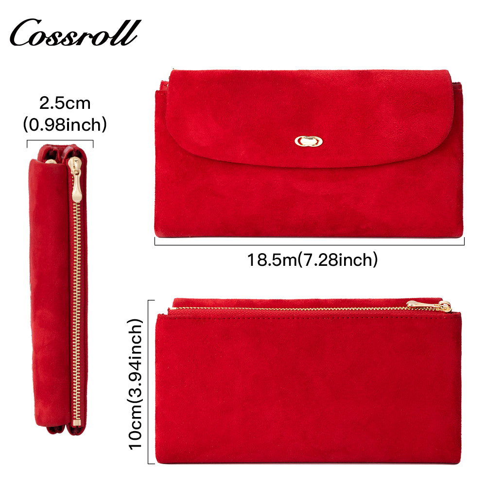 Women's Short Wallet with Multiple Card Slots, Coin Purse, Suede Surface, Magnetic Snap Closure