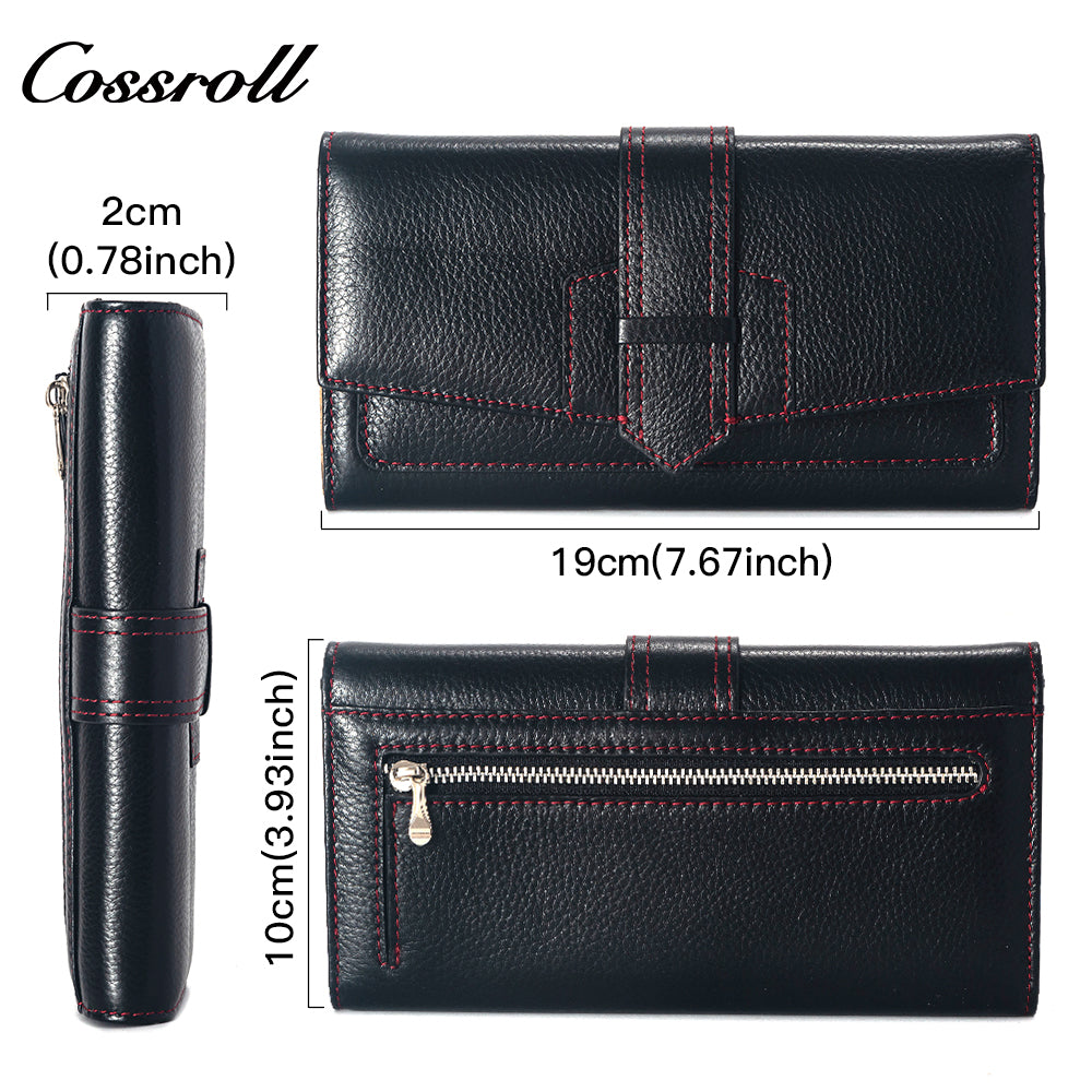 Innovative Design ladies purses multiple slots geniune leather wallet Lychee leather