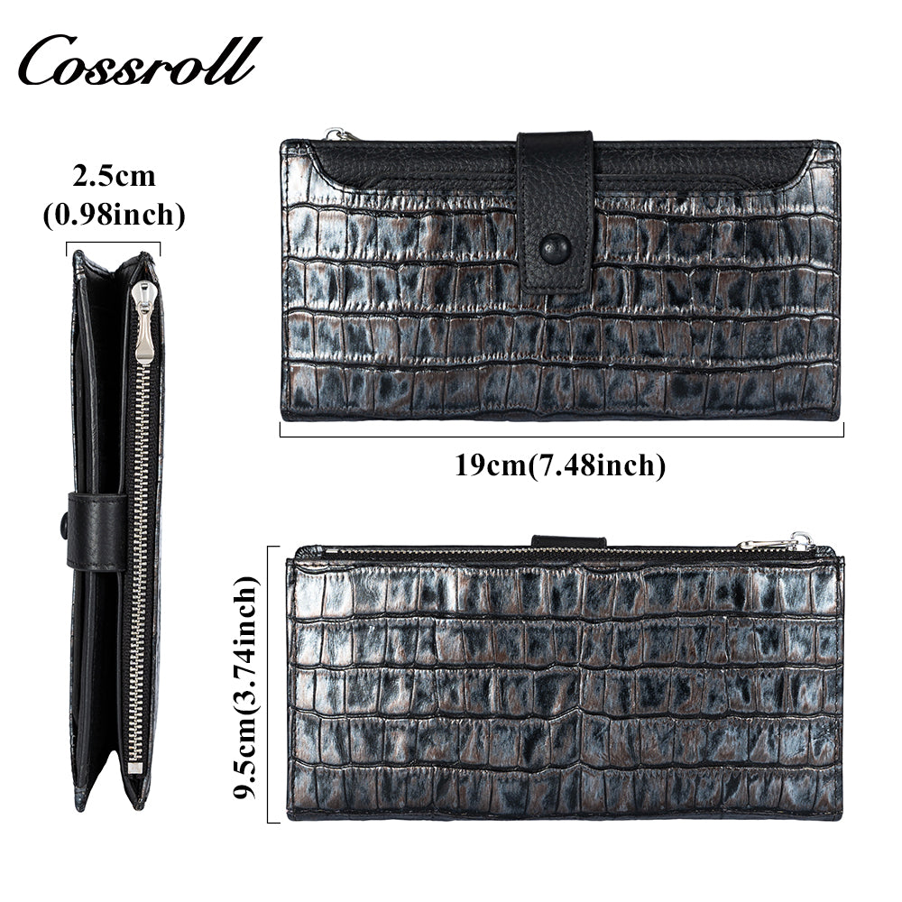 Light Luxury Premium Feeling Crocodile Print Long Women's Buckle Wallet Multi Card Position Clutch wallet