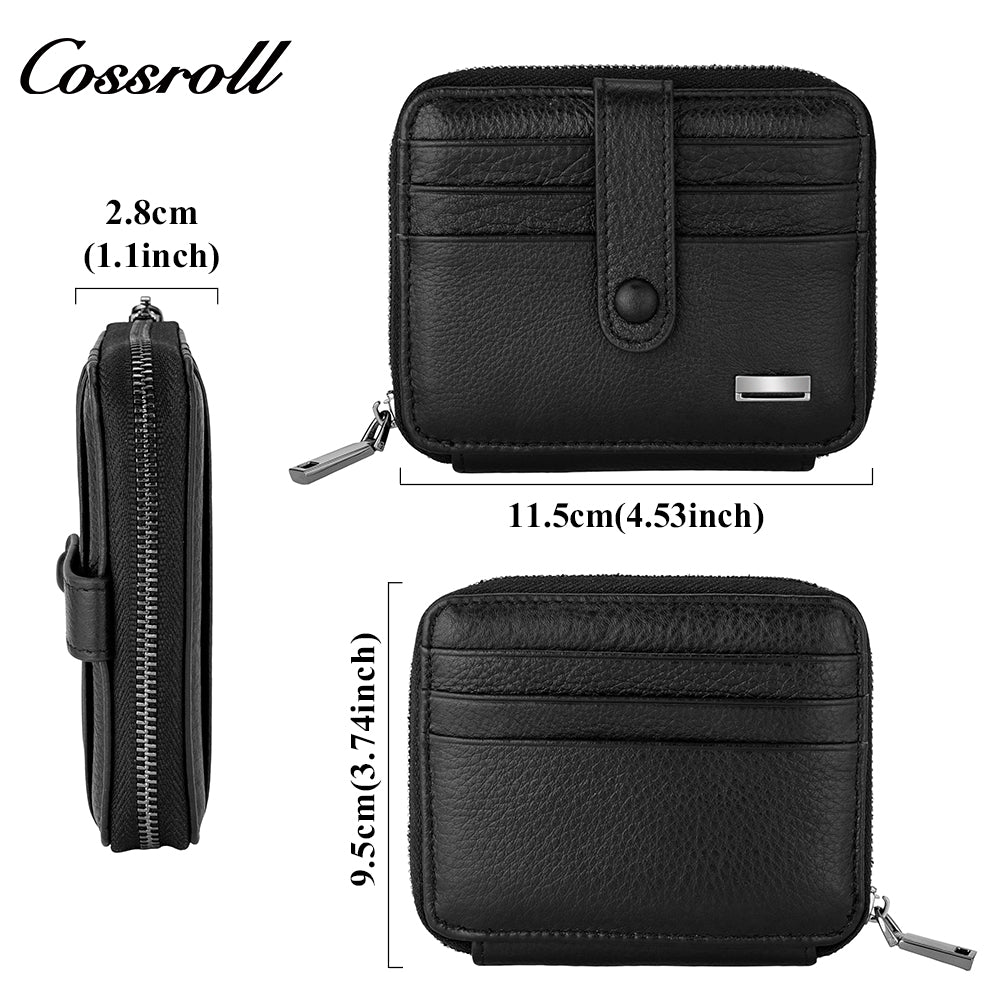Multi-card zip plus enclosure casual head layer cowhide horizontal men's wallet