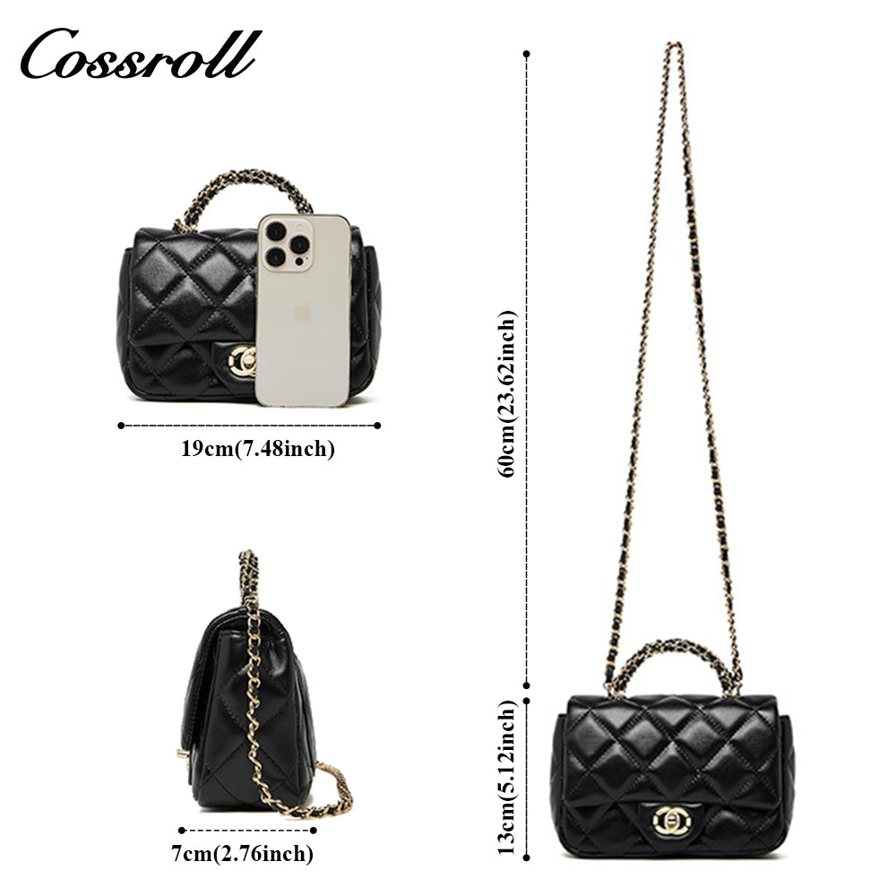 Small perfume style metal chain diamond lattice handbags versatile shoulder crossbody antique women's bag