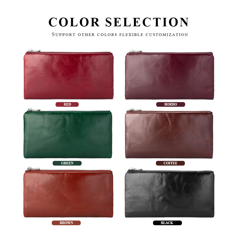 Europe and the United States simple head layer oil waxed leather zipper small wallet women's high-level sense of the coin wallet genuine leather coin purse