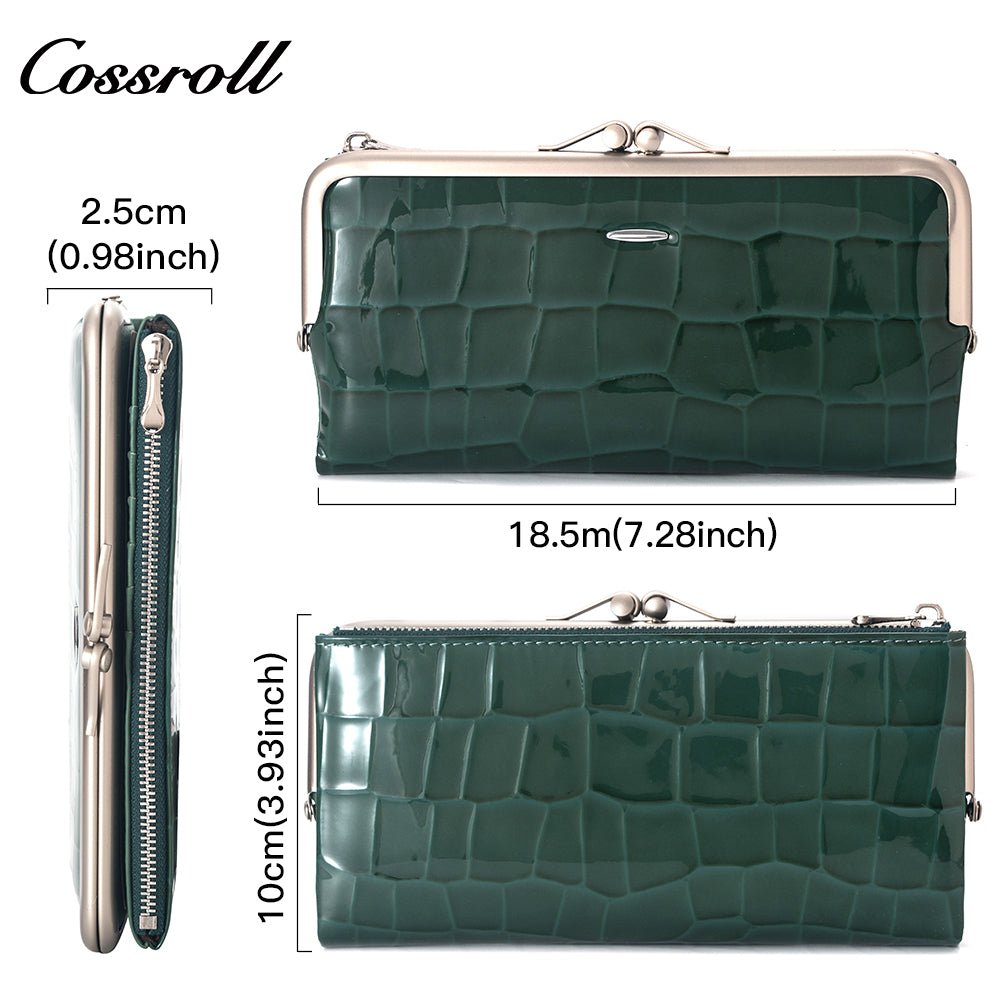 China Professional Customized luxury leather designer crocodile texture patent leather