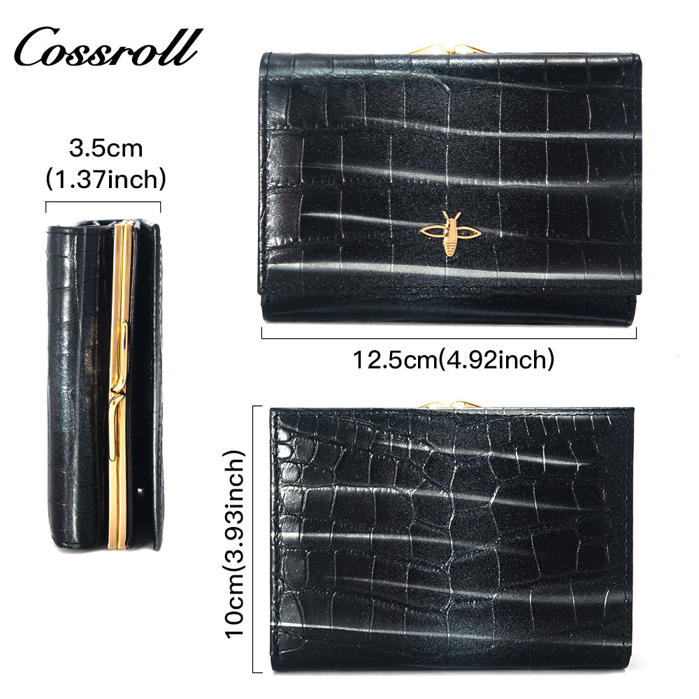 Customized Manufacturer leather luxury women small wallet crocodile texture Genuine Leather