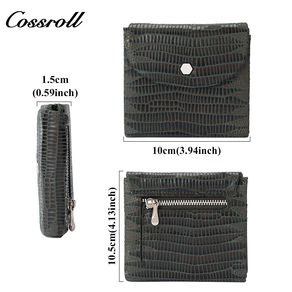 Genuine leather wallet and card holder for women, made of soft cowhide, short style, multifunctional trifold US dollar wallet