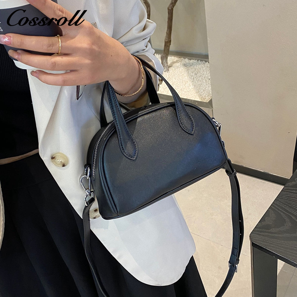 Genuine Leather Shoulder Crossbody Boston Bag Niche Vintage Tote Genuine Cowhide Bowling Bag