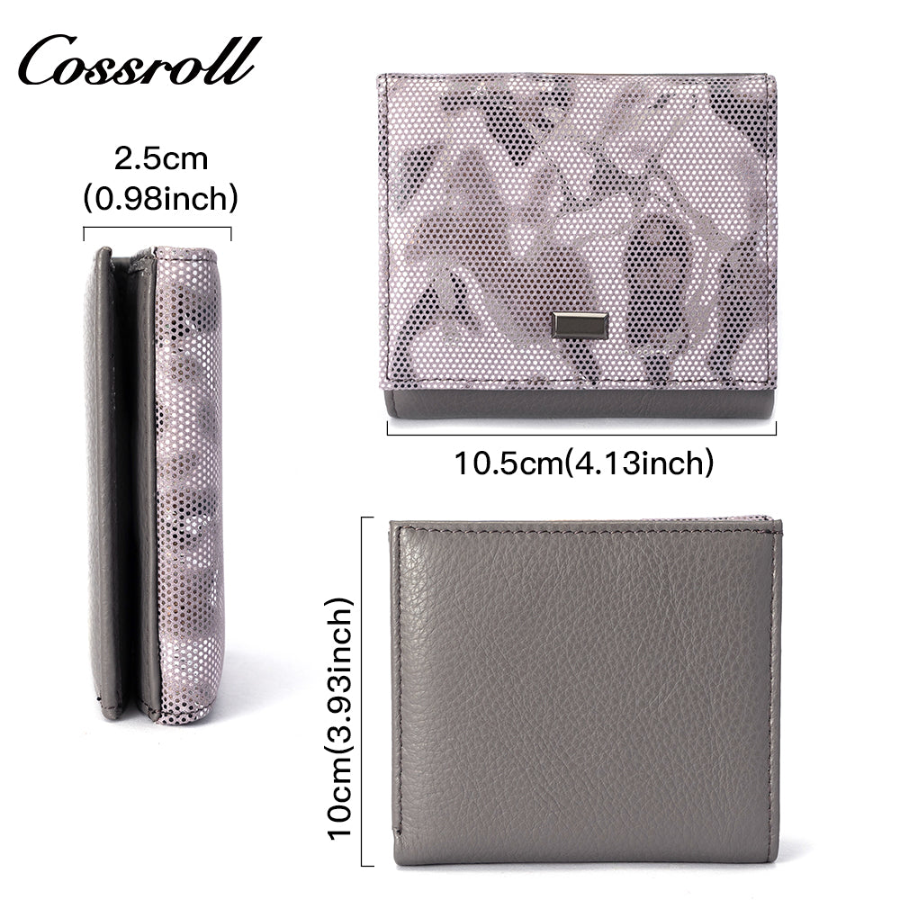China Factory Promotion new women's leather wallet mini multi-slot cowhide coin wallet cross-border pattern ultra-thin wallet