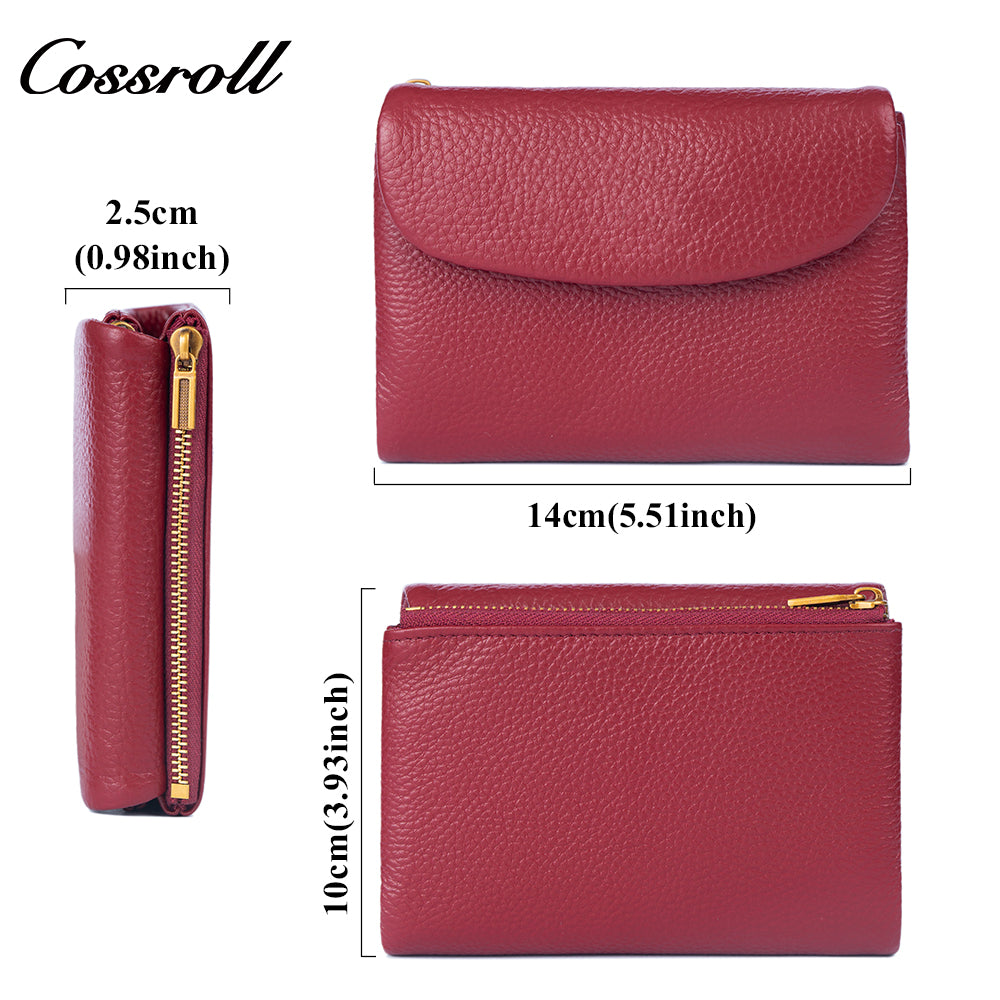 Genuine Leather Fashionable High-End Short Women's Wallet, Top Layer Soft Cowhide, Large Capacity