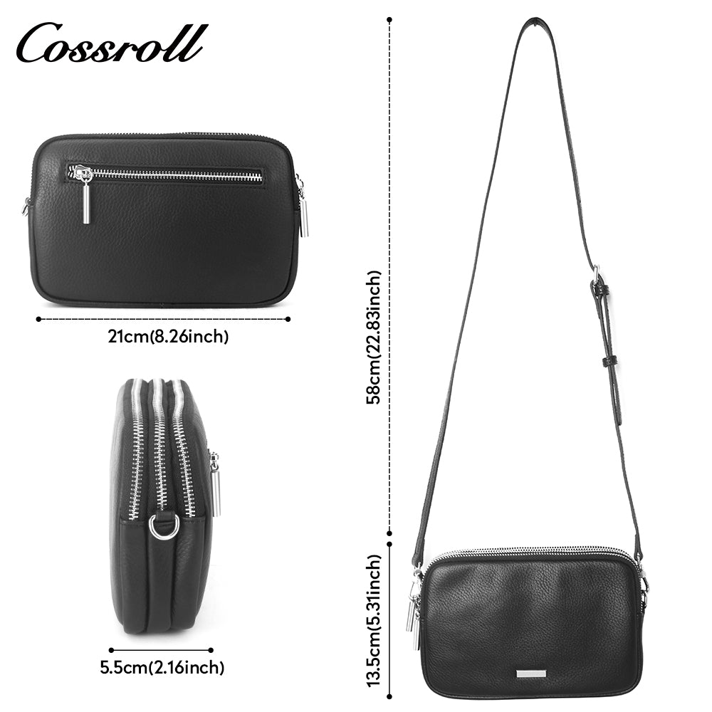 2024 new black leather women's crossbody bag Leather simple square box high-quality cowhide shoulder bag