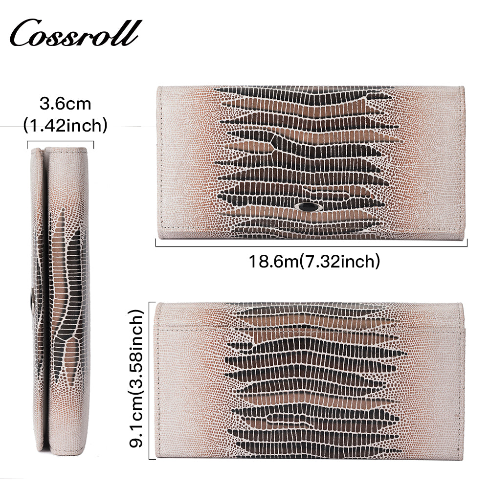 Women's long wallet, large capacity, fashionable crocodile-embossed leather, multi-card slot design