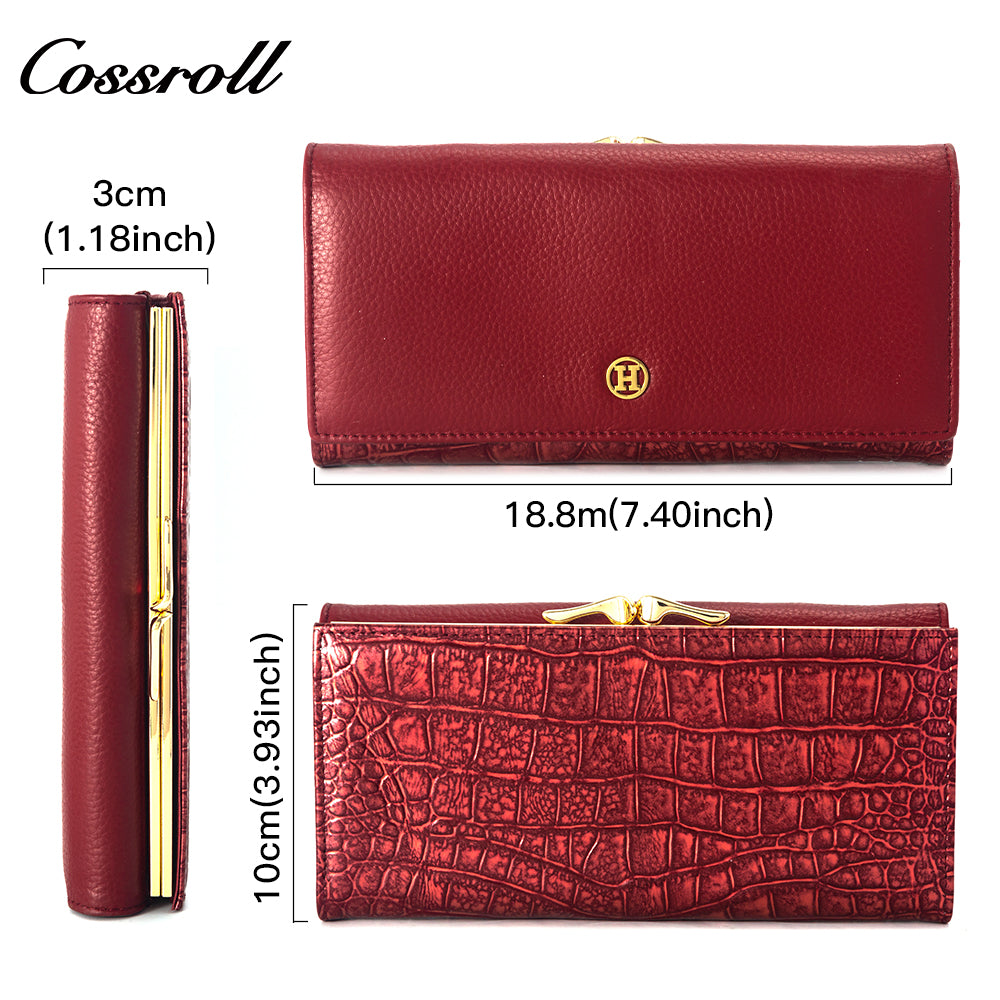 Innovative Design ladies purses multiple slots geniune leather wallet Lychee leather