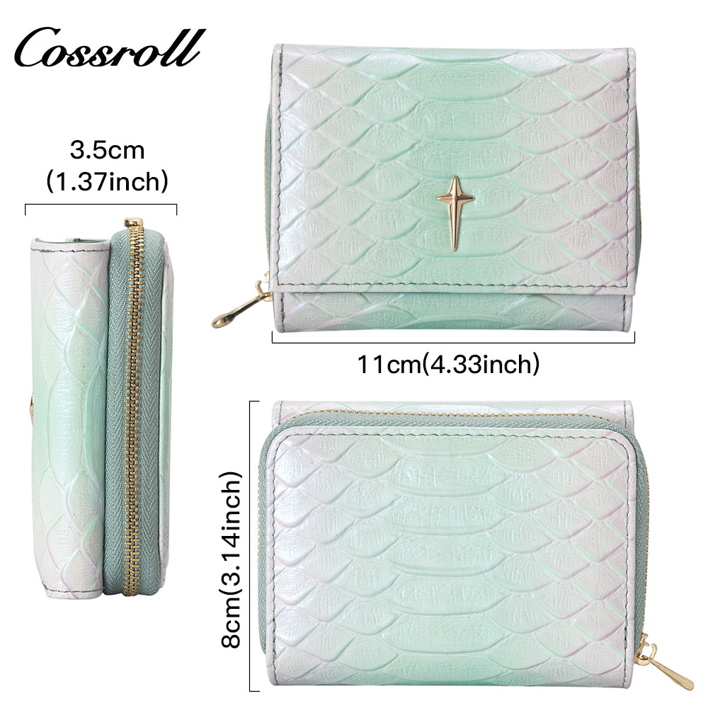 New factory custom leather money baotou layer cowhide change card wallet patent leather holding women's purse custom