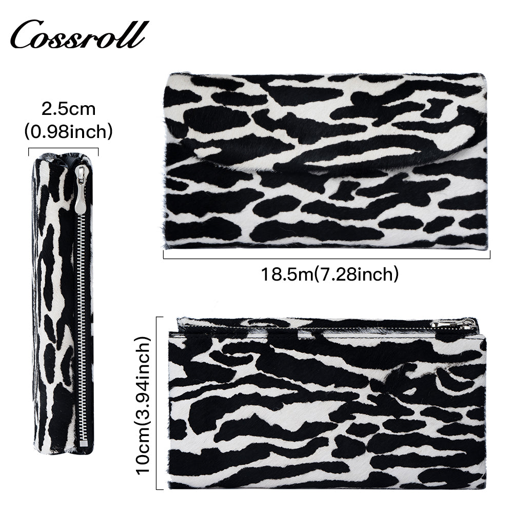 Genuine Leather Fashionable High-End Women's Wallet, Top Layer Soft Cowhide, Zebra Pattern, Large Capacity with Multiple Card Slots