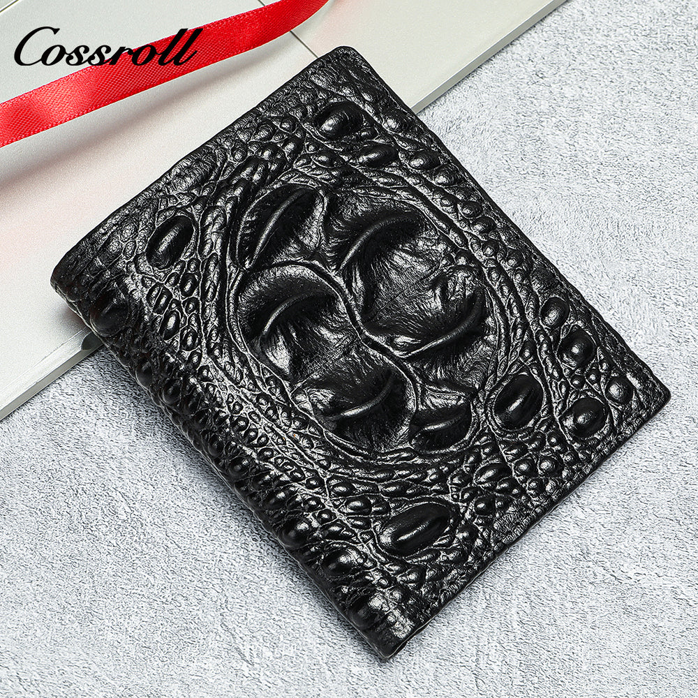 Crocodile Men's Wallet Handmade Genuine Crocodile Print Money Clip Business Large Capacity Leather Wallet
