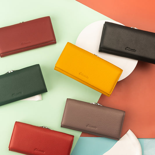 Women Thick Leather Long Wallets With Card Slots