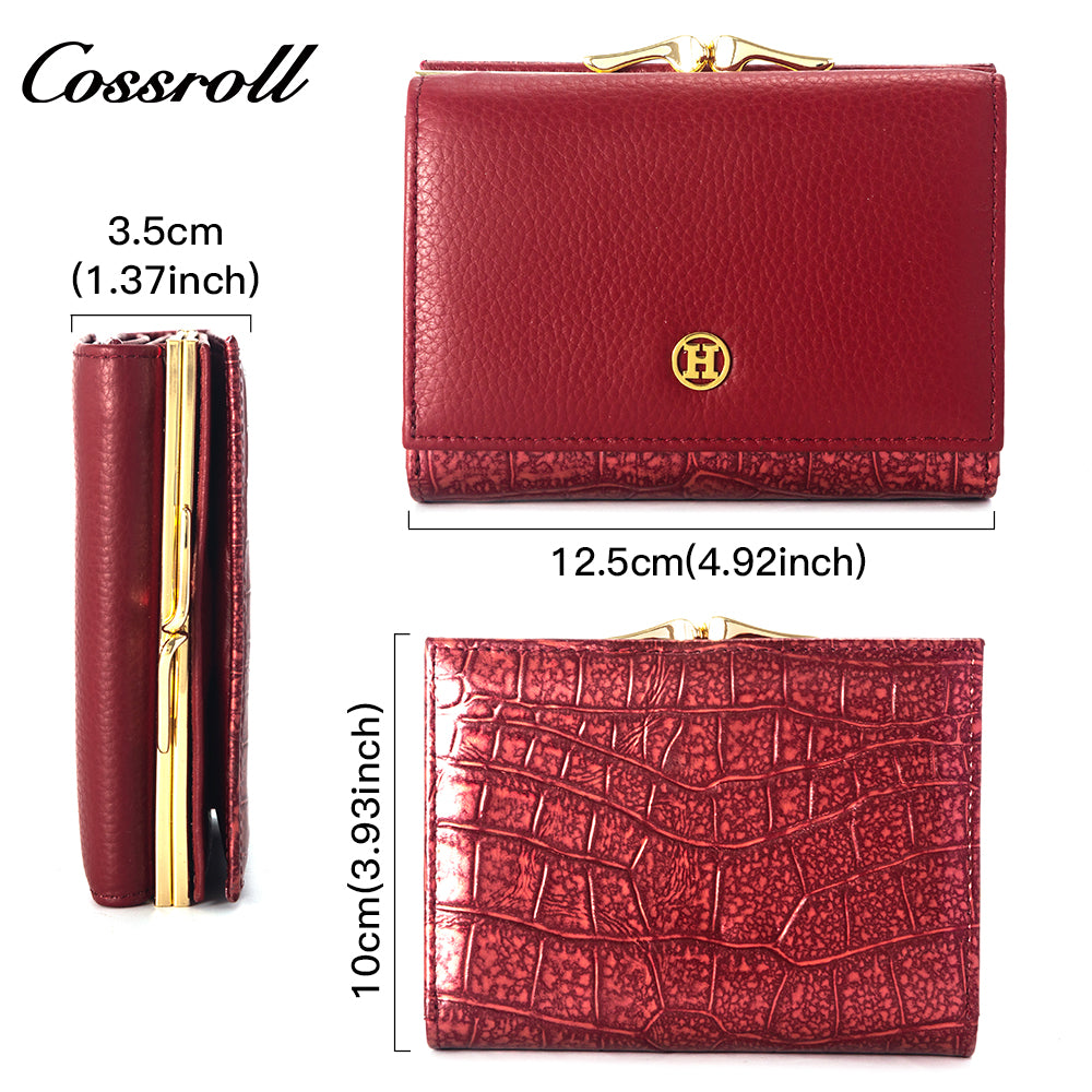 Innovative Design ladies purses geniune leather wallet Lychee leather